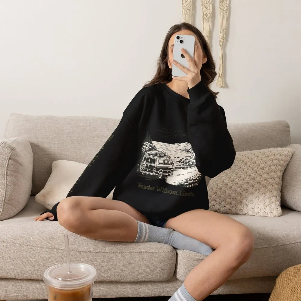 Unisex Heavy Blend™ Crewneck Sweatshirt — "Wander Without Limits" Design Minimal-Line