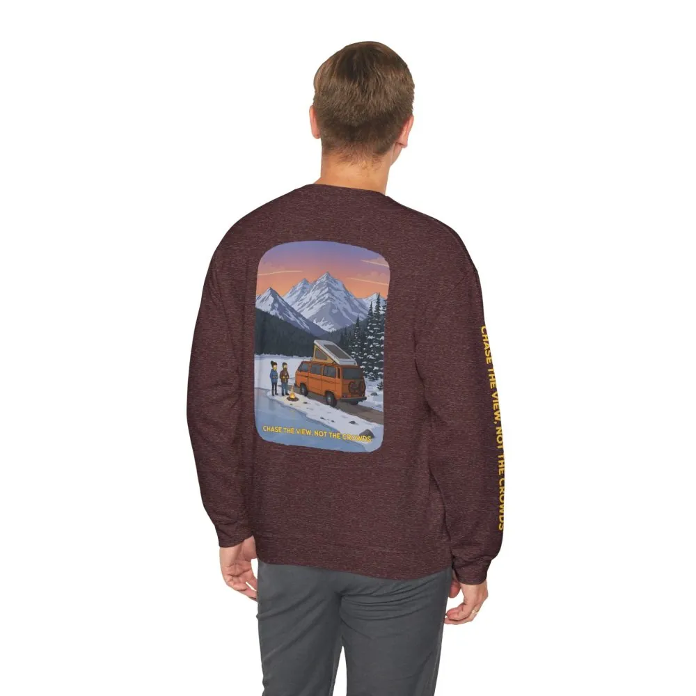 Unisex Heavy Blend™ Crewneck Sweatshirt — "Chase The Views-Not The Crowds"" Design Sitcom-Line