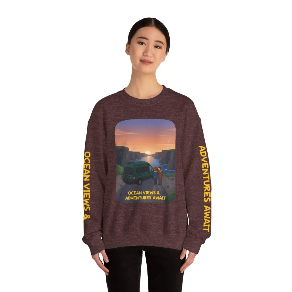7689372892132777916_2048.jpeg Unisex Heavy Blend™ Crewneck Sweatshirt — "Ocean Views-Adventures Awaits" Design Sitcom-Line