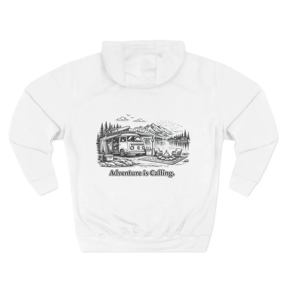 7699960101343367965_2048.jpeg Three-Panel Fleece Hoodie - "Adventure Is Calling" Design Minimal-Line