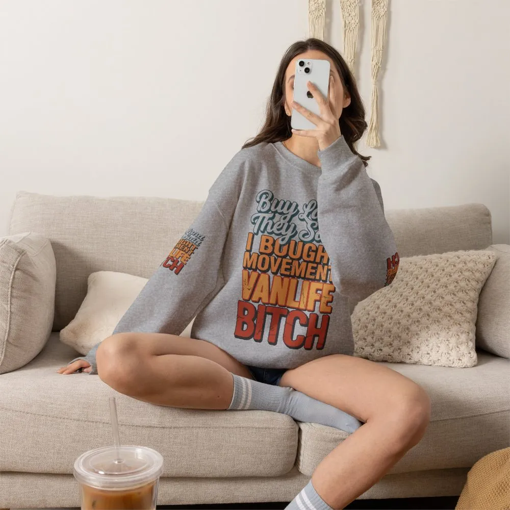 Unisex Heavy Blend™ Crewneck Sweatshirt — "Buy Land They Said" Design F**K-Line