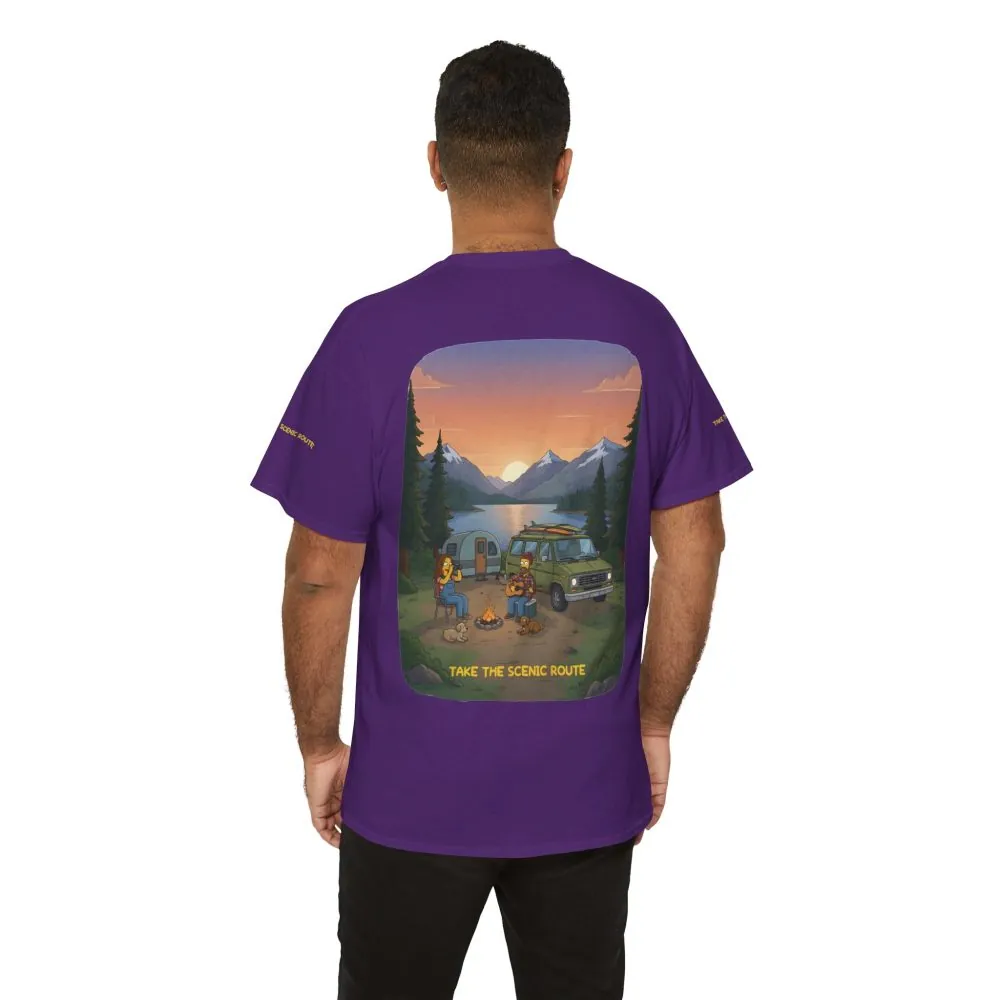 Unisex Heavy Cotton Tee — "Take The Scenic Route" Design Sitcom-Line