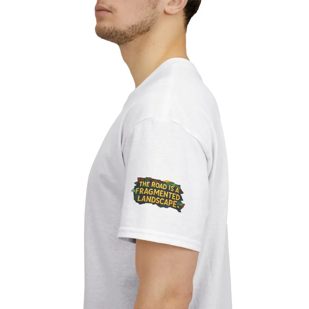 Unisex Heavy Cotton Tee — "The Road Is A Fragmented Landscape" Design Cubic-Line