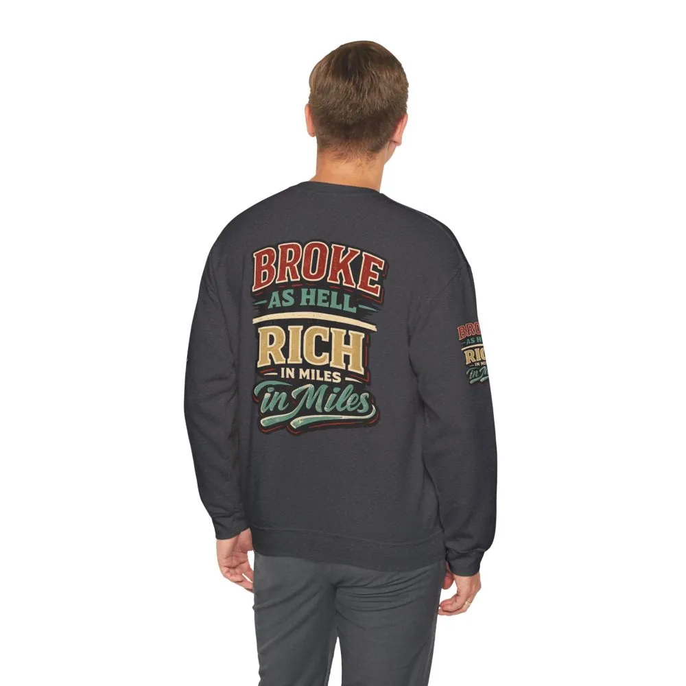Unisex Heavy Blend™ Crewneck Sweatshirt — "Broke As Hell" Design F**K-Line