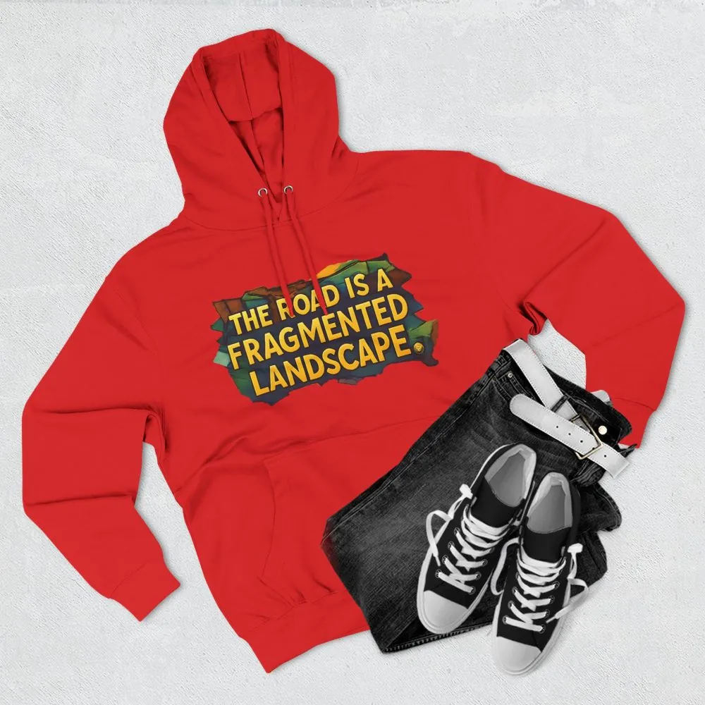 Three-Panel Fleece Hoodie - "The Road Is A Fragmented Landscape" Design Cubic-Line