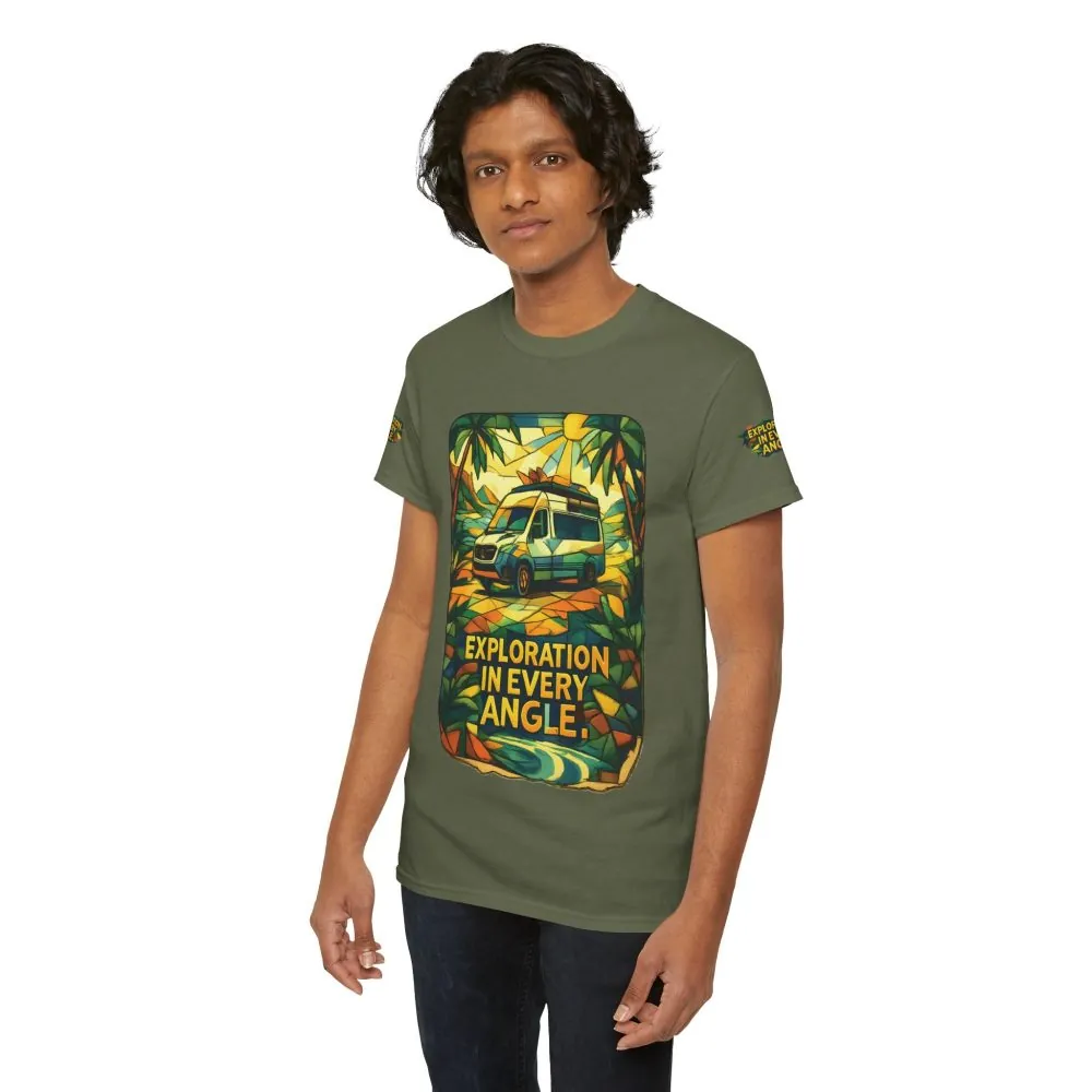 Unisex Heavy Cotton Tee — "Exploration In Every Angle" Design Cubic-Line