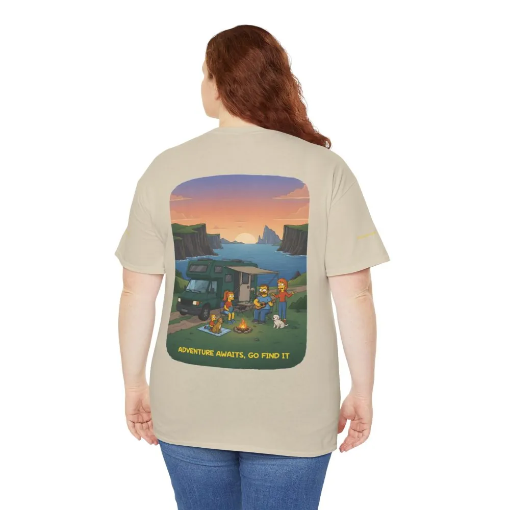 Unisex Heavy Cotton Tee — "Adventure Awaits-Go Find It" Design Sitcom-Line