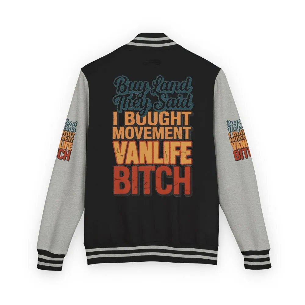 7732236426493488196_2048.jpeg Unisex Heavyweight Letterman Jacket — "Buy Land They Said" Design F**K-Line