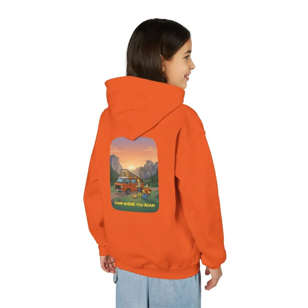 Youth Hoodie(Gildan) – "Camp Where You Roam" (Design Sitcom-Line)