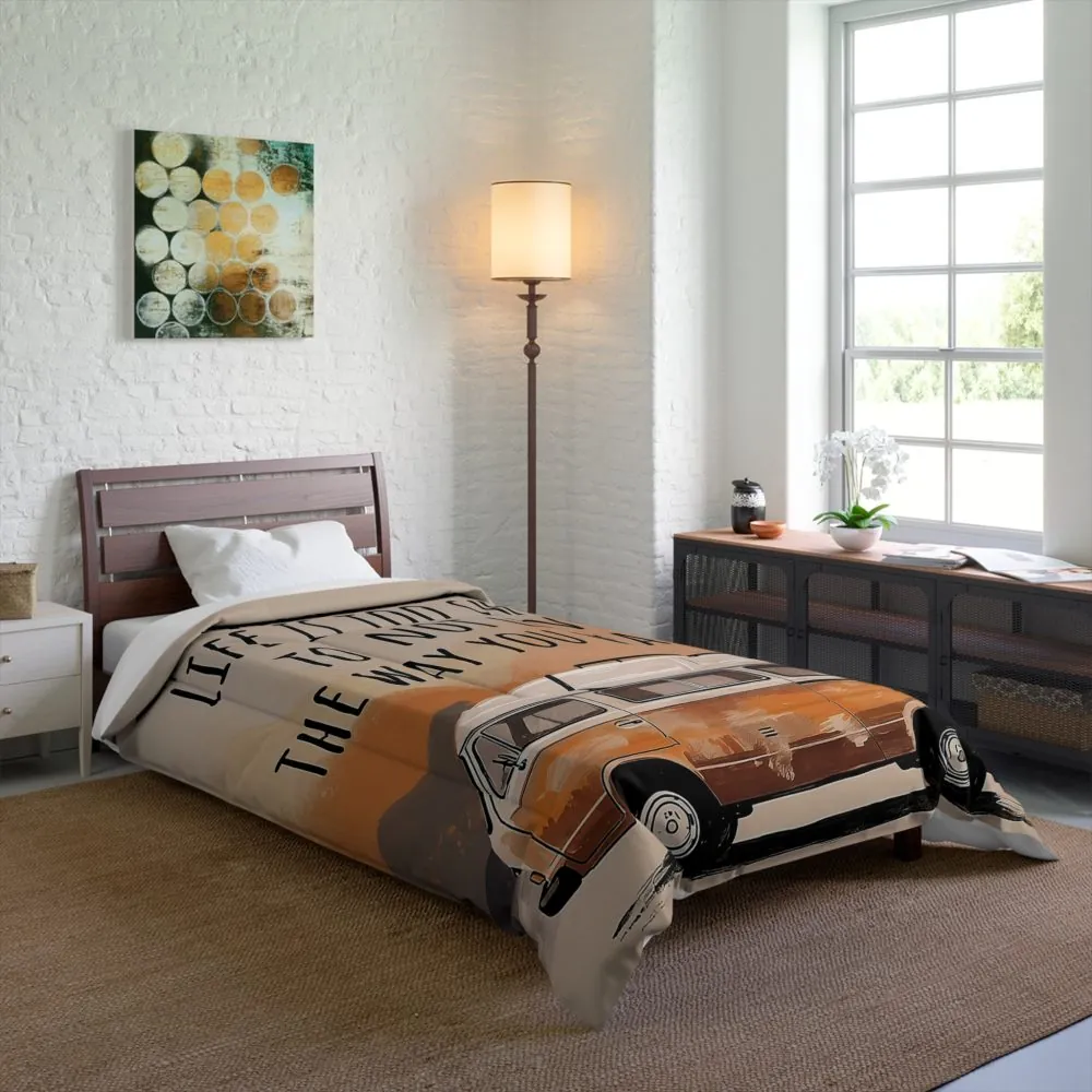 Comforter — 'Vanlife-Life Is Too Short' Vintage Camper Bedding