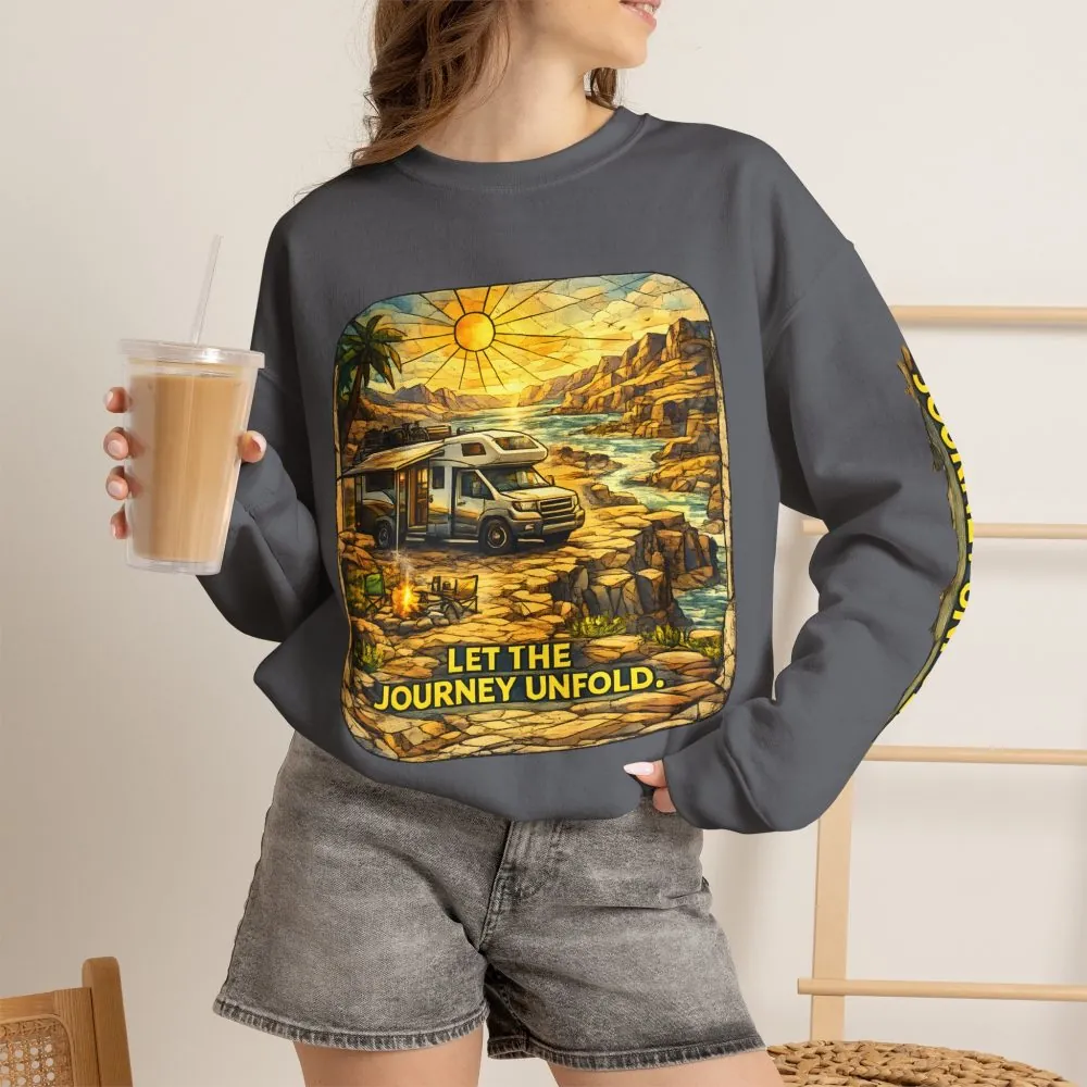 7744806333068428729_2048.jpeg Unisex Heavy Blend™ Crewneck Sweatshirt — "Let The Journey Unfold" Design Cubic-Line