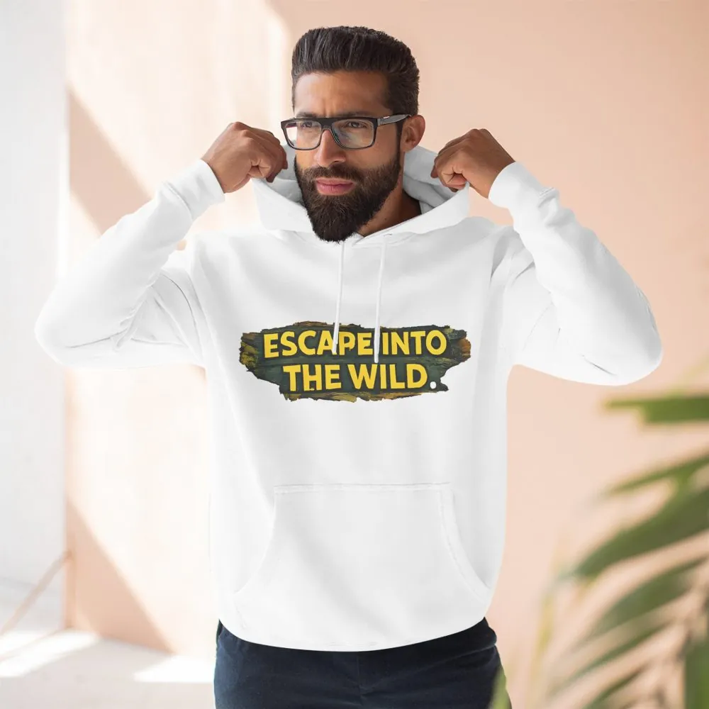 Three-Panel Fleece Hoodie - "Escape Into The Wild" Design Cubic-Line