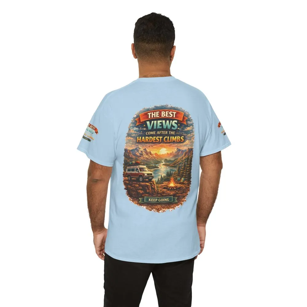 Unisex Heavy Cotton Tee — "The Best Views" Design Scenic-Line