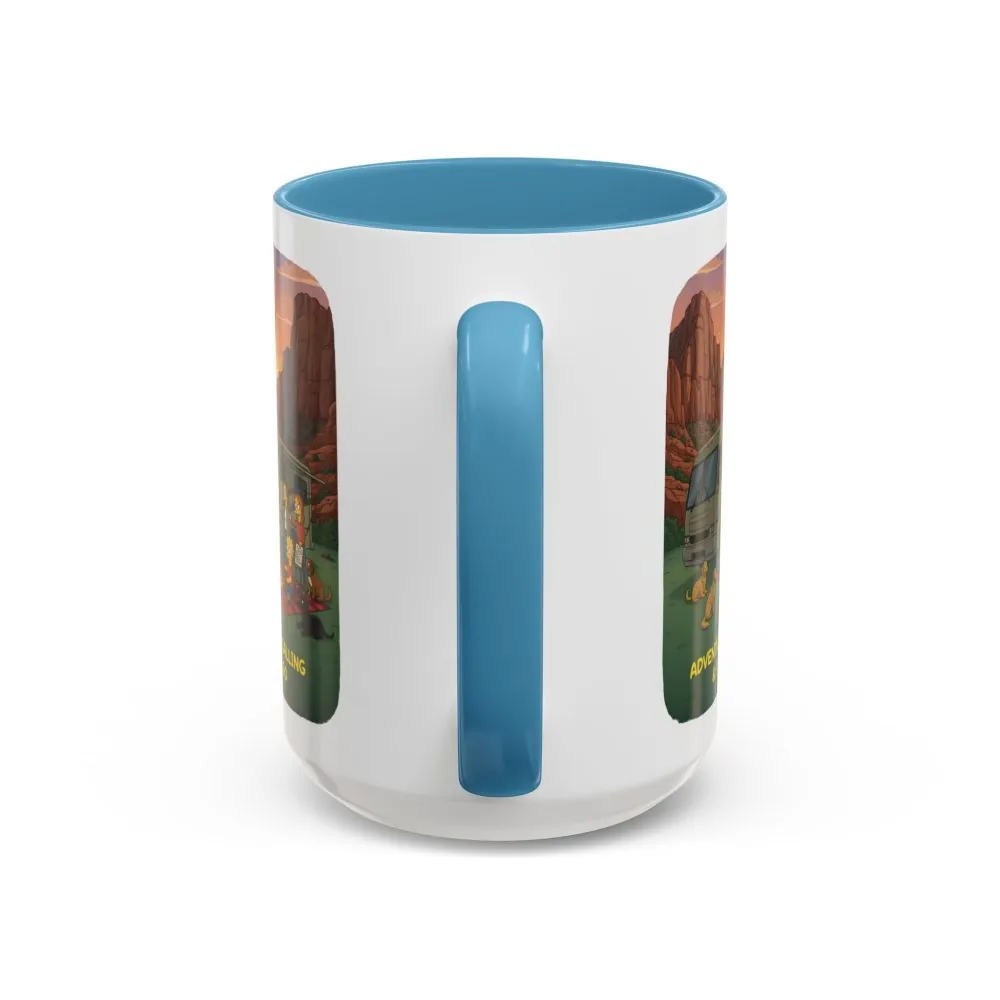 Accent Coffee Mug (11, 15oz) — "Adventure Is Calling-I Must Go" Design Sitcom-Line