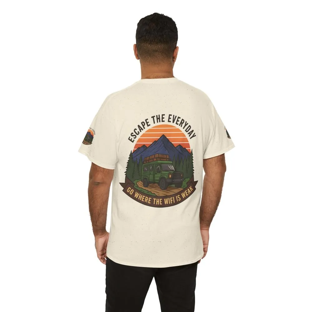 Unisex Heavy Cotton Tee — "Go Where the WiFi Is Weak" Adventure Shirt