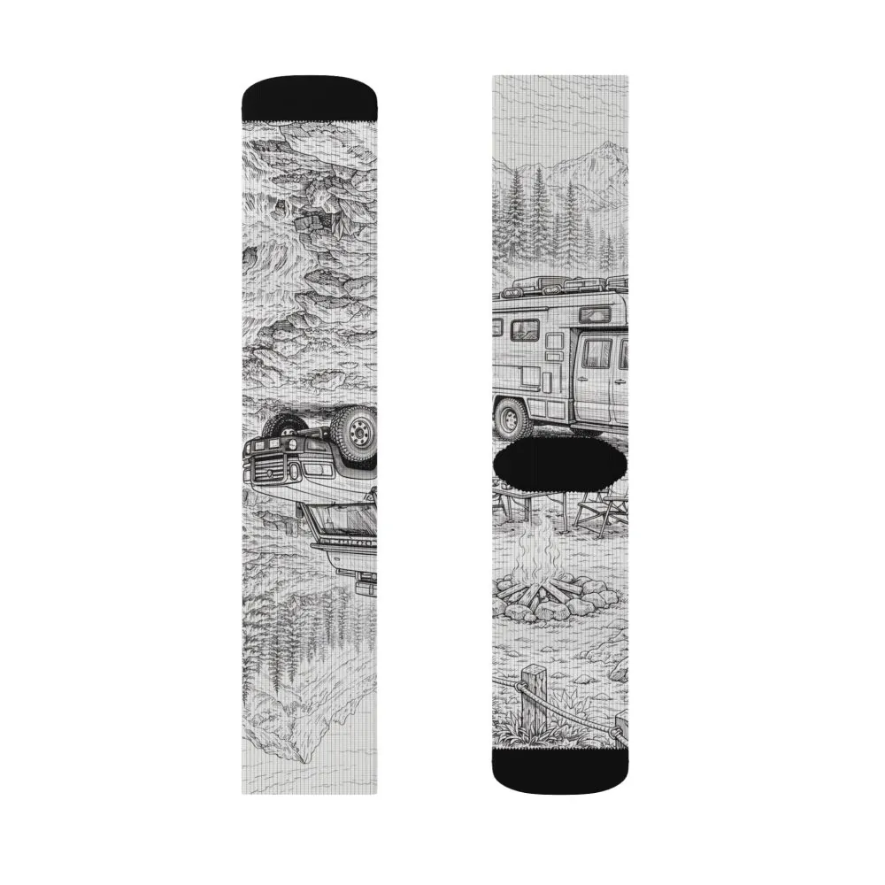 Sublimation Socks — Retro Camper Roadtrip Crew Socks
