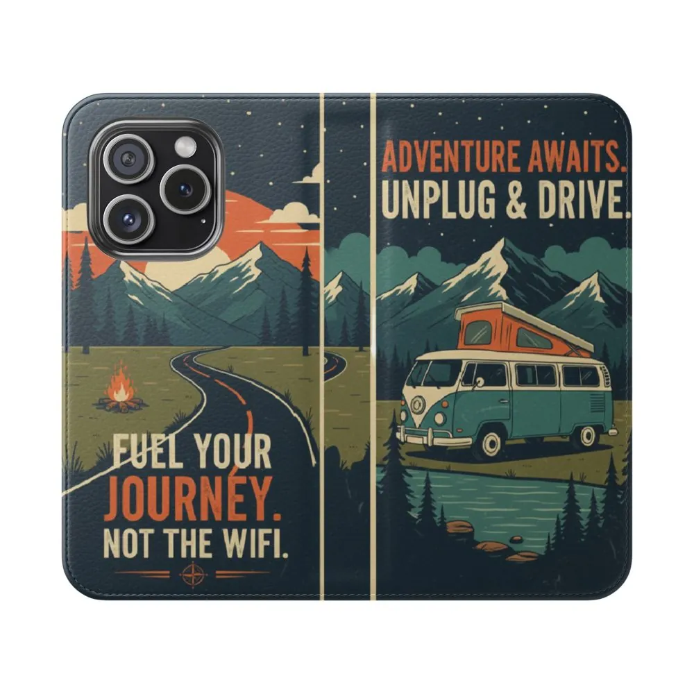 Flip Phone Case — "Fuel Your Journey, Not the Wifi" Wallet Cover