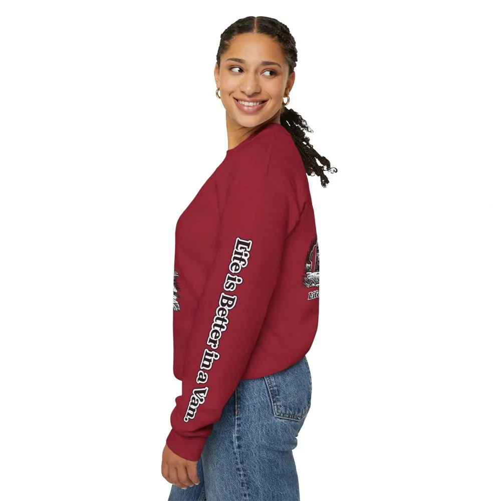 Unisex Heavy Blend™ Crewneck Sweatshirt — "Life Is Better In A Van" Design Minimal-Line