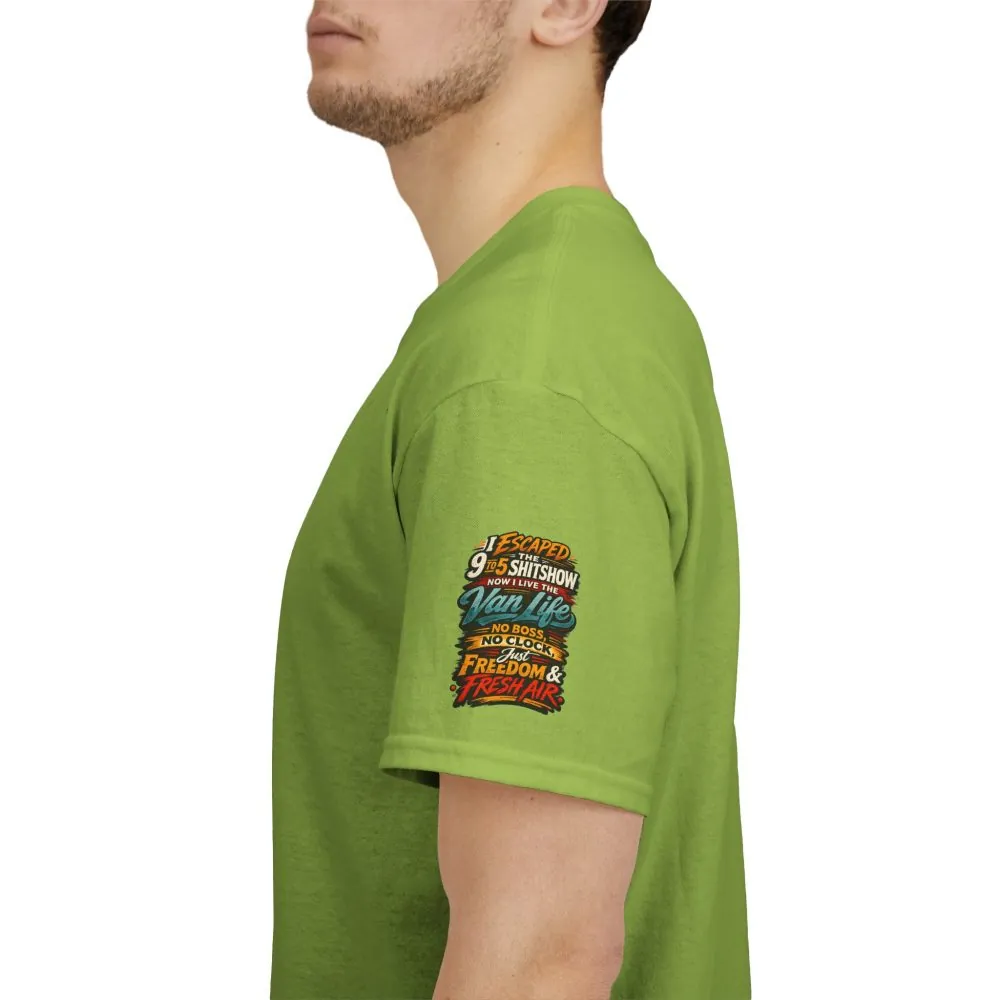 7786804933678133700_2048.jpeg Unisex Heavy Cotton Tee — "I Escaped The 9 To 5" Design F**K-Line
