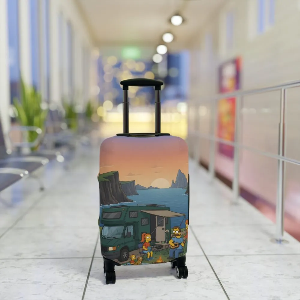 Luggage Cover — Adventure Camper Sketch Travel Suitcase(Design Sitcom-Line)