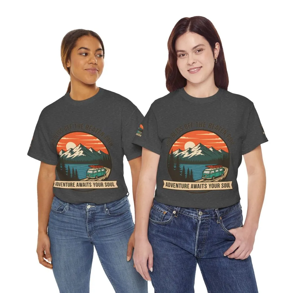 7795207805479417486_2048.jpeg Unisex Heavy Cotton Tee — "Find Bliss Off the Beaten Path" Mountain & Camper T‑Shirt