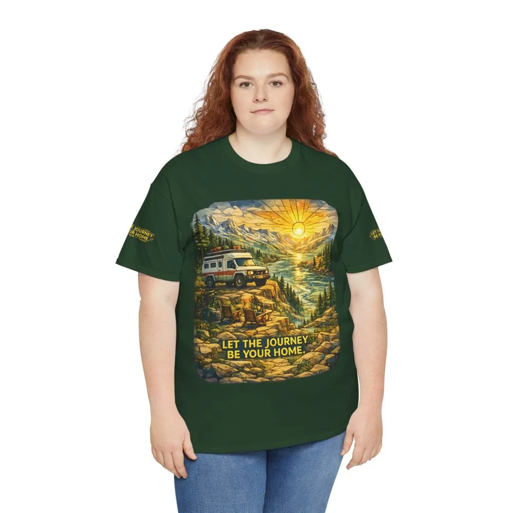 Unisex Heavy Cotton Tee — "Let The Journey Be Your Home" Design Cubic-Line