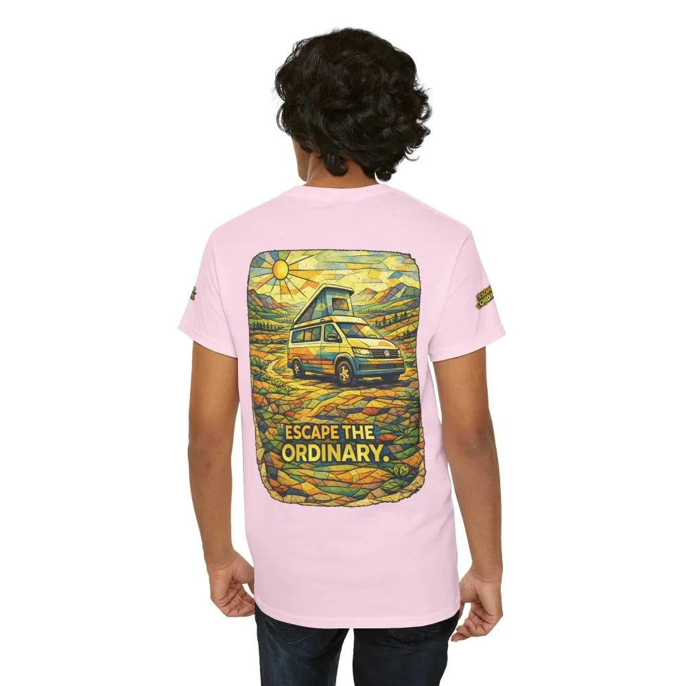 Unisex Heavy Cotton Tee — "Escape The Ordinary" Design Cubic-Line