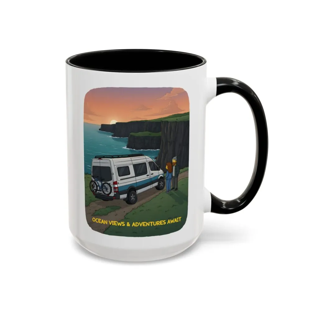 Accent Coffee Mug (11, 15oz) — "Ocean Views-Adventures Awaits" Design Sitcom-Line