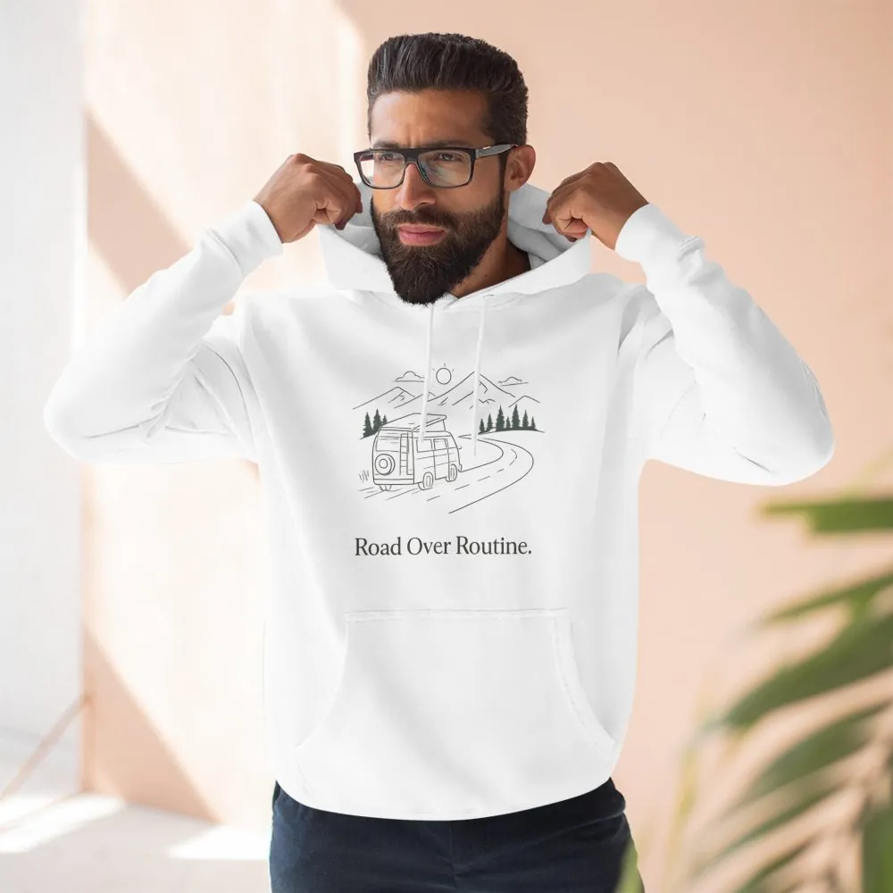 7834870878597849216_2048.jpeg Three-Panel Fleece Hoodie - "Road Over Routine" Design Minimal-Line