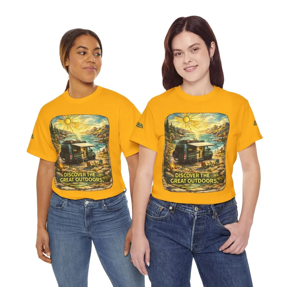 Unisex Heavy Cotton Tee — "Discover The Great Outdoors" Design Cubic-Line