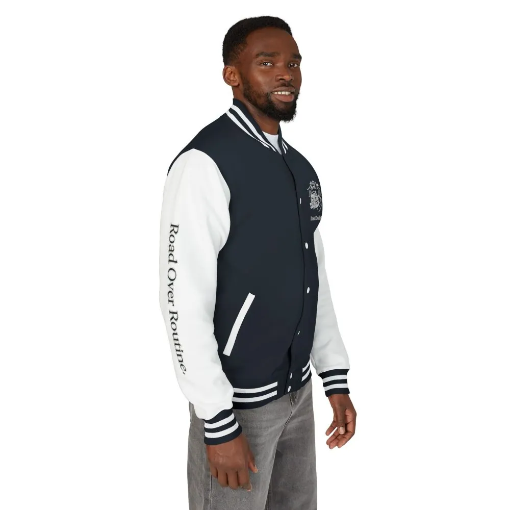 Unisex Heavyweight Letterman Jacket — "Road Over Routine" Travel Varsity Coat