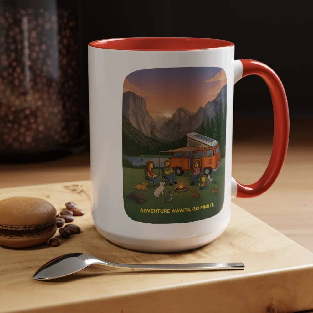 Accent Coffee Mug (11, 15oz) — "Adventure Awaits-Go Find It"" Design Sitcom-Line