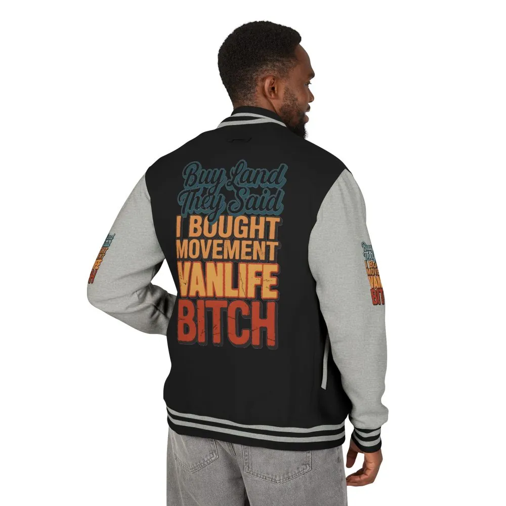 7856467850510720948_2048.jpeg Unisex Heavyweight Letterman Jacket — "Buy Land They Said" Design F**K-Line