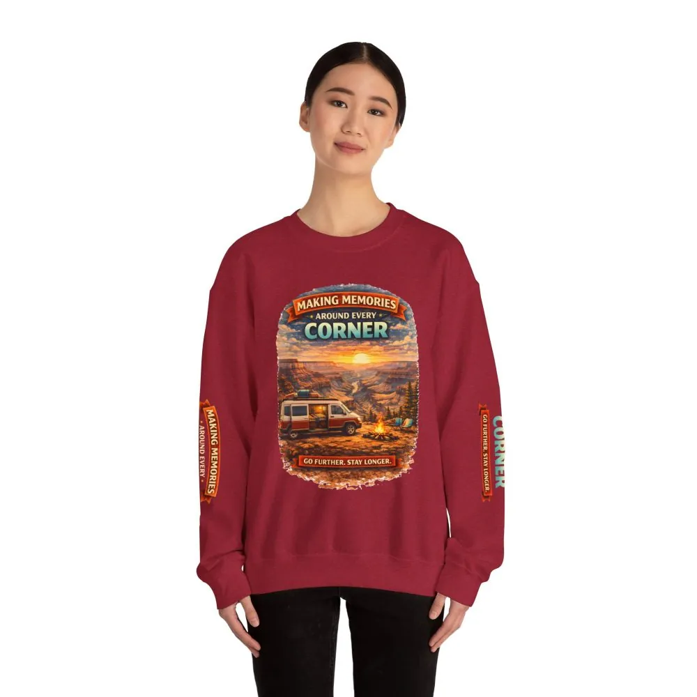 Unisex Heavy Blend™ Crewneck Sweatshirt — "Making Memories Around Every Corner" Design Scenic-Line