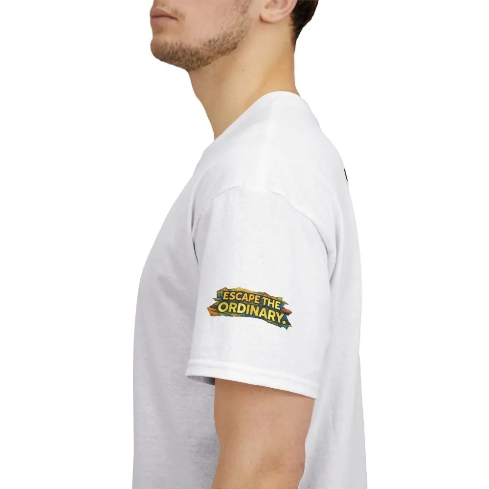 Unisex Heavy Cotton Tee — "Escape The Ordinary" Design Cubic-Line
