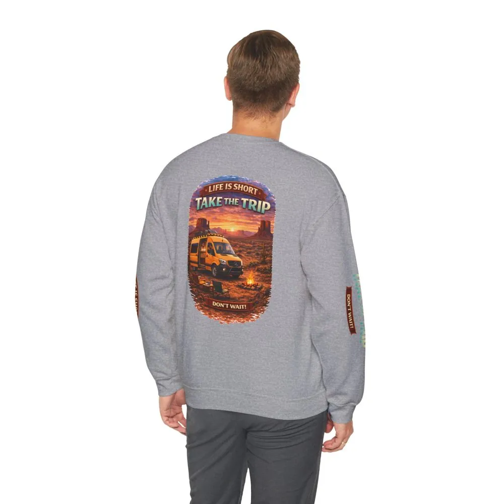 Unisex Heavy Blend™ Crewneck Sweatshirt — "Life Is To Short-Take The Trip" Design Scenic-Line