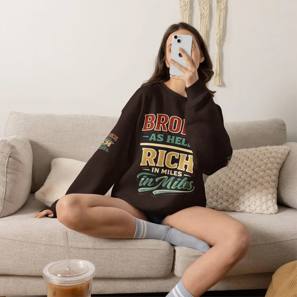 Unisex Heavy Blend™ Crewneck Sweatshirt — "Broke As Hell" Design F**K-Line