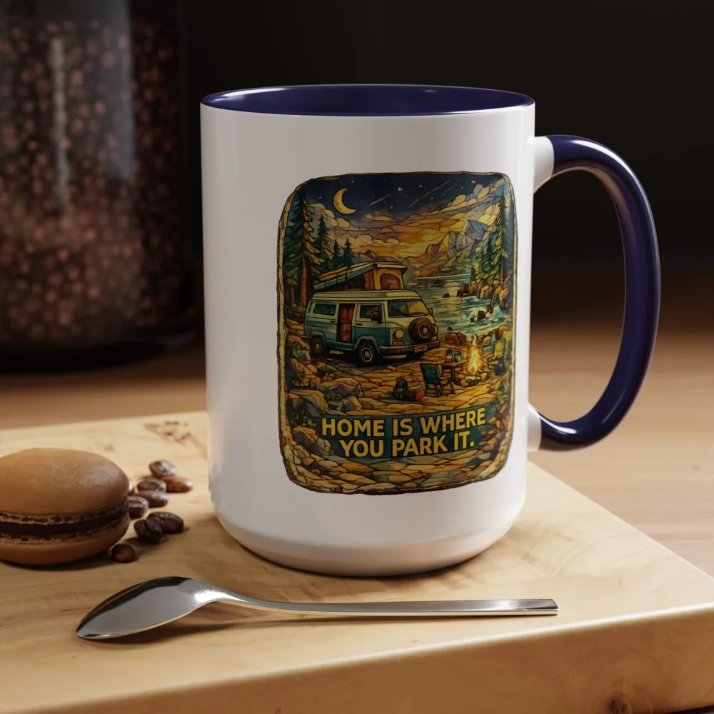 7875845504559471331_2048.jpeg Accent Coffee Mug (11, 15oz) — "Home Is Where You Park It" Design Cubic-Line