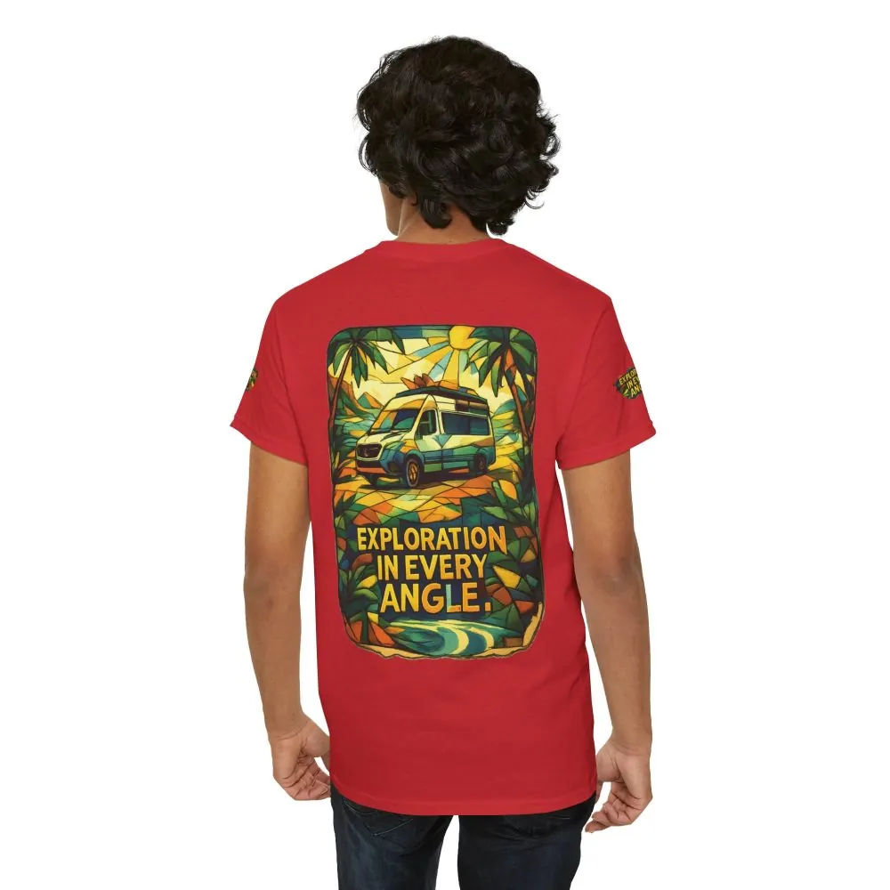 Unisex Heavy Cotton Tee — "Exploration In Every Angle" Design Cubic-Line