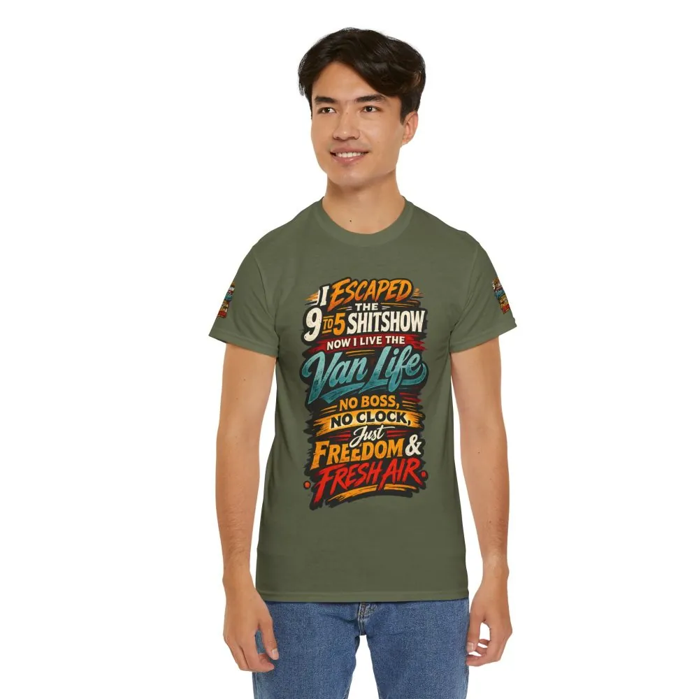 7880776081207037097_2048.jpeg Unisex Heavy Cotton Tee — "I Escaped The 9 To 5" Design F**K-Line