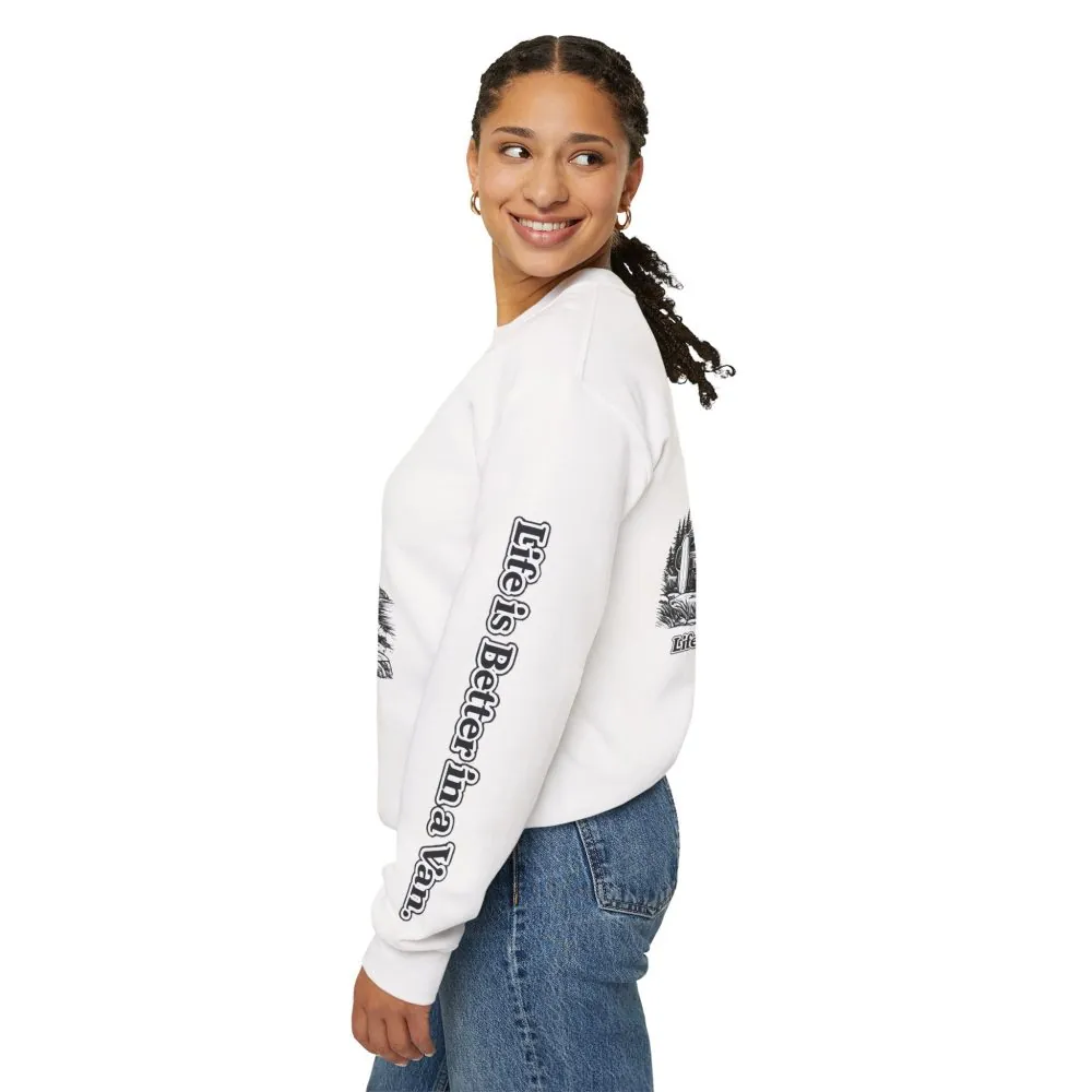 Unisex Heavy Blend™ Crewneck Sweatshirt — "Life Is Better In A Van" Design Minimal-Line