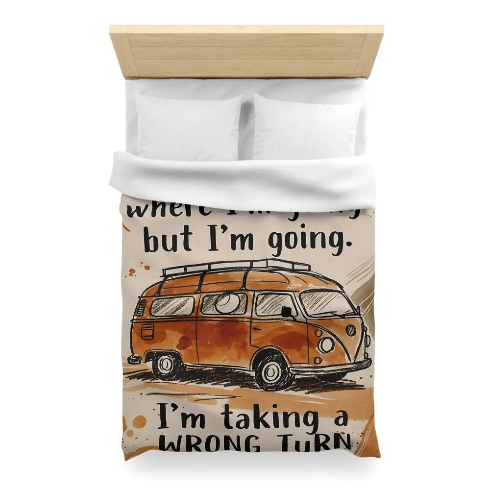 Duvet Cover - 'I Don't Know Where I'm Going' Vintage Camper Quote Microfiber Duvet