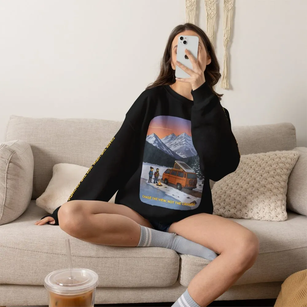 Unisex Heavy Blend™ Crewneck Sweatshirt — "Chase The Views-Not The Crowds"" Design Sitcom-Line