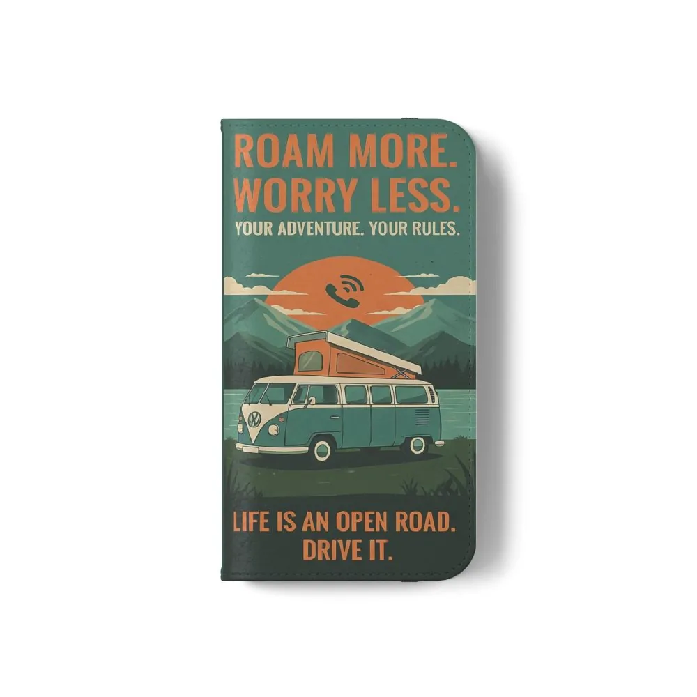 7893014073070989074_2048.jpeg Flip Phone Case — "Roam More Worry Less - Life Is An Open Road" Phone Wallet