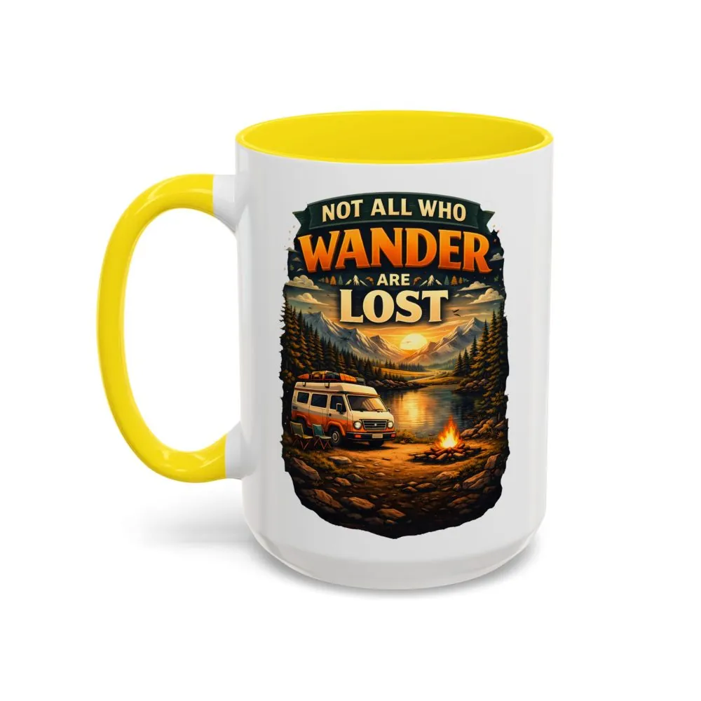 Accent Coffee Mug (11, 15oz) — "Not All Who Wander Are Lost" Design Scenic-Line