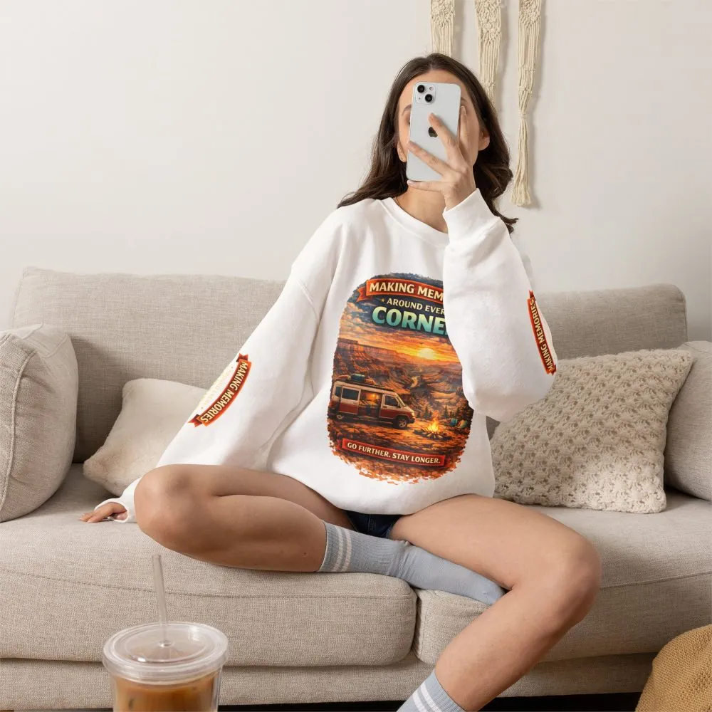 Unisex Heavy Blend™ Crewneck Sweatshirt — "Making Memories Around Every Corner" Design Scenic-Line