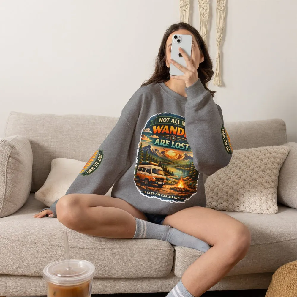 7932796066665404273_2048.jpeg Unisex Heavy Blend™ Crewneck Sweatshirt — "Not All Who Wander Are Lost" Design Scenic-Line