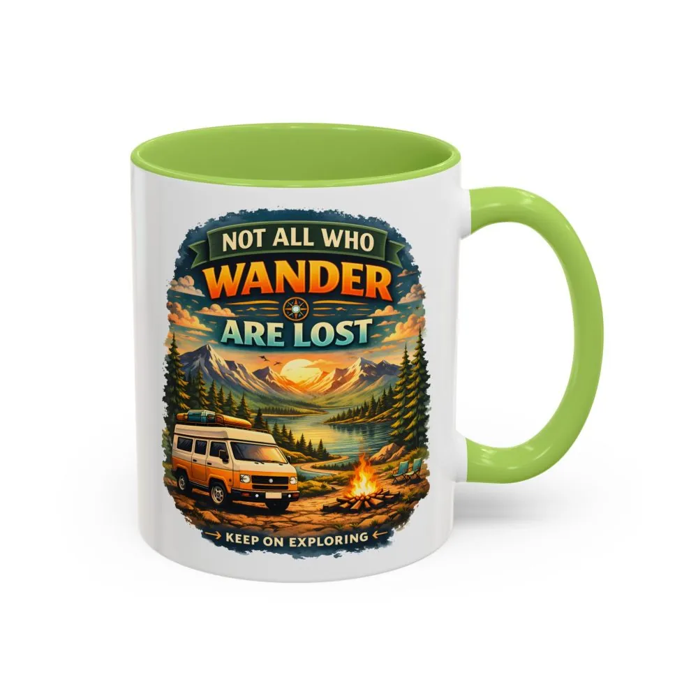 Accent Coffee Mug (11, 15oz) — "Not All Who Wander Are Lost" Design Scenic-Line