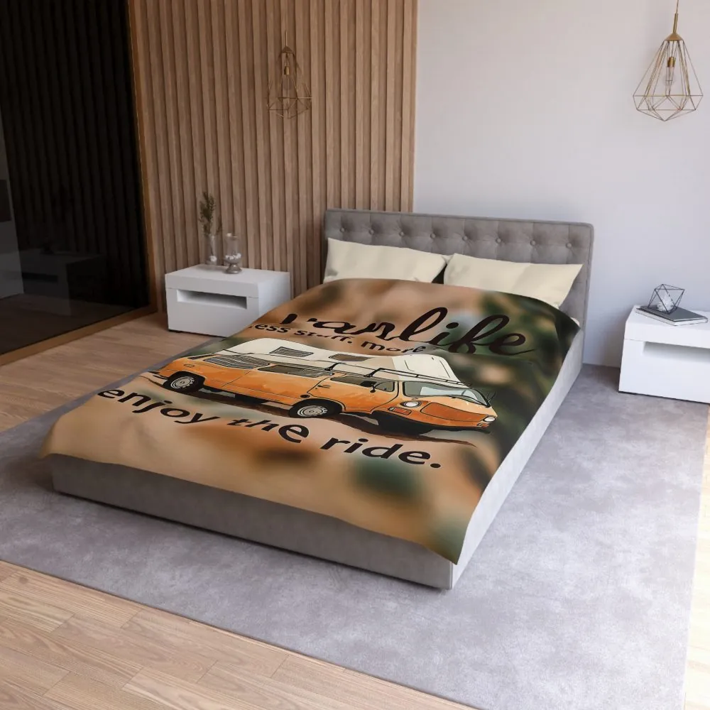 Duvet Cover – “Vanlife - Less Stuff. More Stories. Enjoy the Ride.” Camper Van Bedding