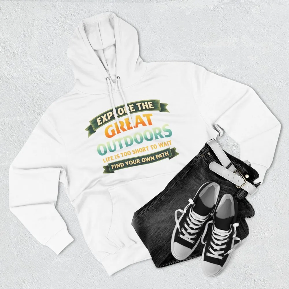 Three-Panel Fleece Hoodie - "Explore The Great Outdoors" Design Scenic-Line